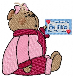 Be Mine Teddy Bear Machine Embroidery Design