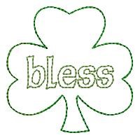 Shamrock Outline Bless Machine Embroidery Design