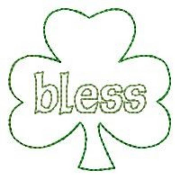 Picture of Shamrock Outline Bless Machine Embroidery Design