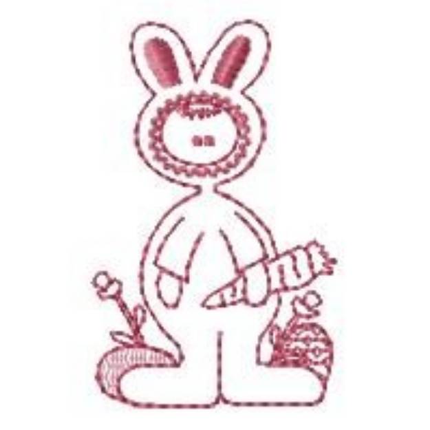 Picture of Redwork Easter Bunny Costume Machine Embroidery Design