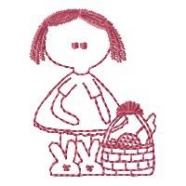 Picture of Redwork Easter Child Machine Embroidery Design