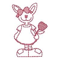 Easter Bunny Redwork Machine Embroidery Design