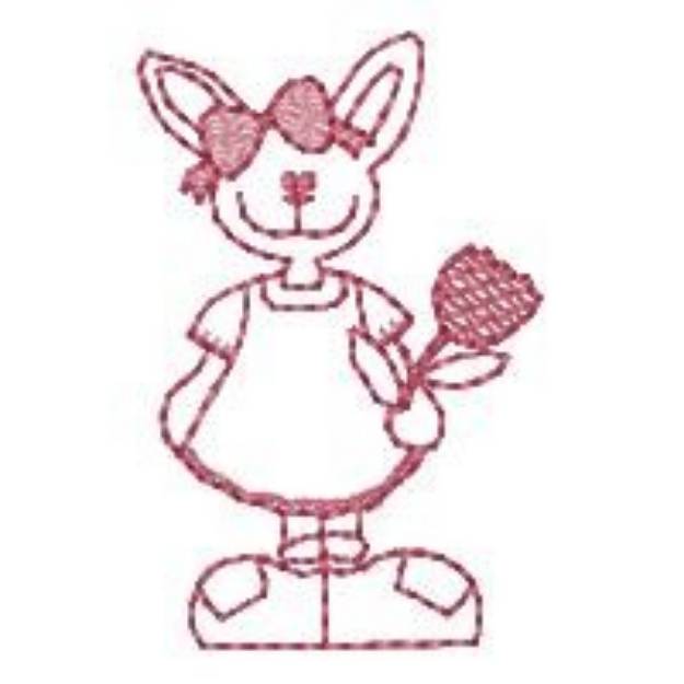 Picture of Easter Bunny Redwork Machine Embroidery Design