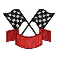 Crossed Flags & Banner Machine Embroidery Design