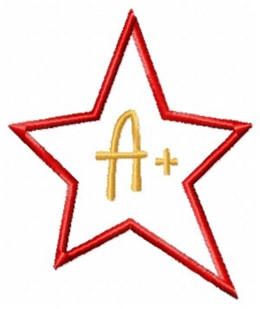 Picture of A+ Star Outline Machine Embroidery Design