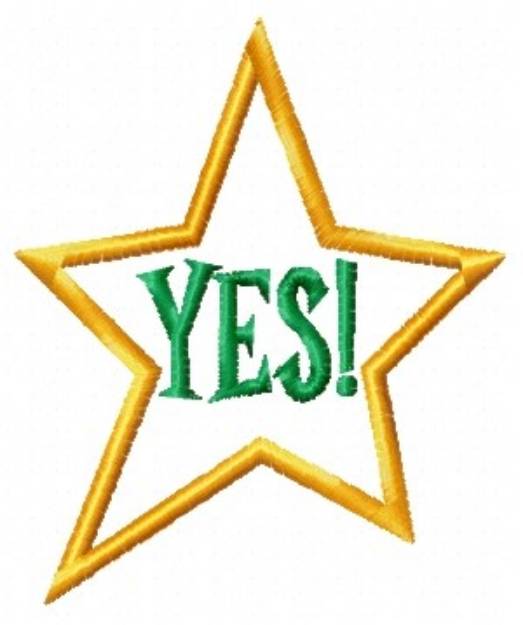 Picture of Yes Star Outline Machine Embroidery Design