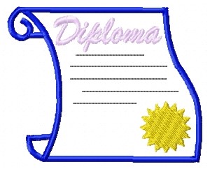 School Diploma Machine Embroidery Design