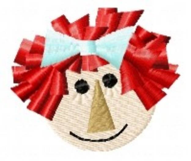 Picture of Red Haired Doll Head Machine Embroidery Design