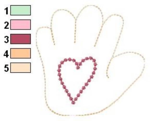 Picture of Hand & Heart Outline Machine Embroidery Design