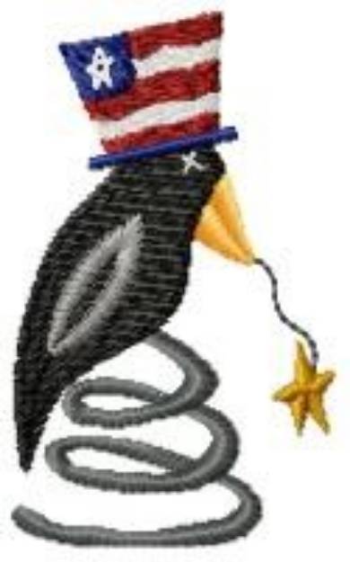 Picture of Patriotic Springy Crow Machine Embroidery Design