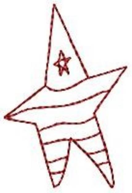 Picture of Patriotic Redwork Star Machine Embroidery Design