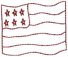 Redwork American Flag Machine Embroidery Design