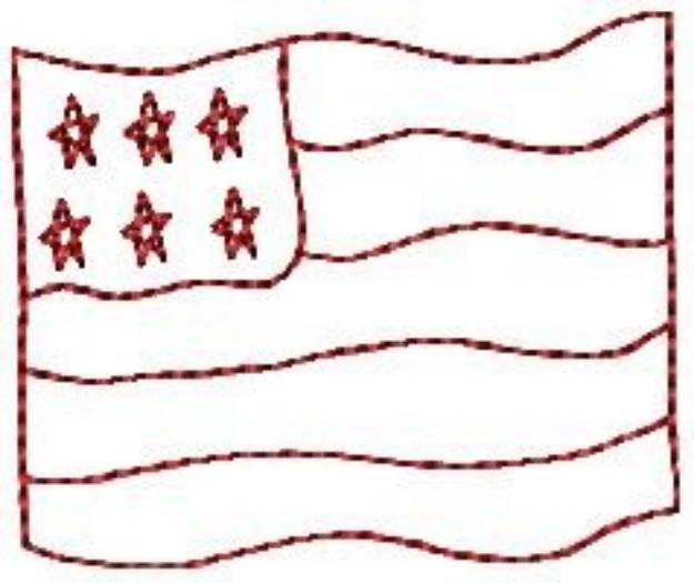 Picture of Redwork American Flag Machine Embroidery Design