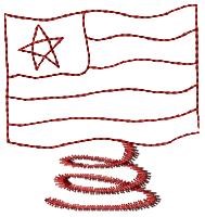 Redwork Springy American Flag Machine Embroidery Design