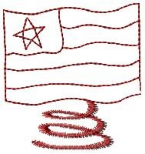 Picture of Redwork Springy American Flag Machine Embroidery Design
