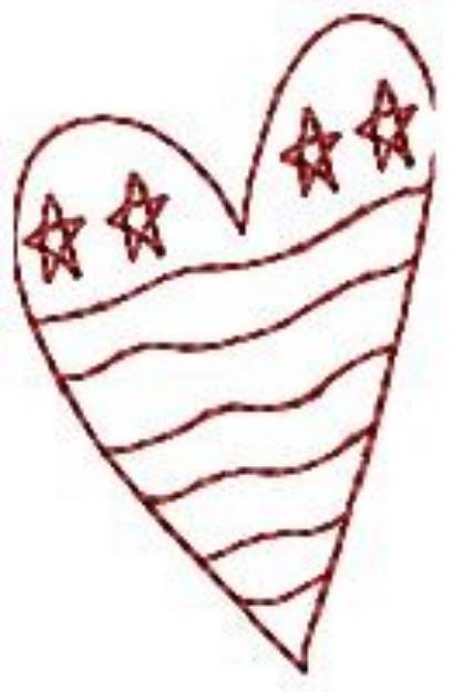 Picture of Patriotic Redwork Heart Machine Embroidery Design