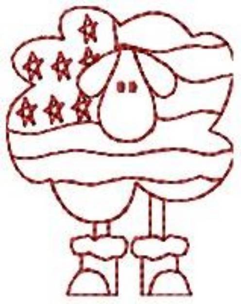 Picture of Patriotic Redwork Sheep Machine Embroidery Design