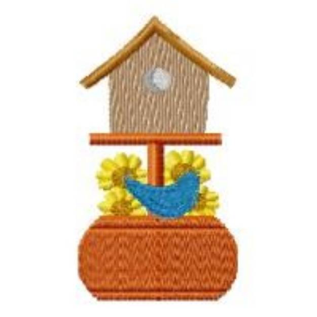 Picture of Birdhouse & Sunflowers Machine Embroidery Design