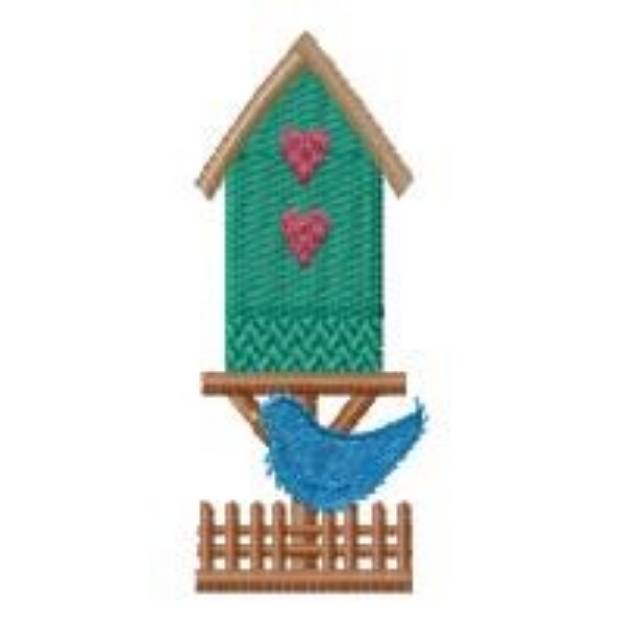 Picture of Country Birdhouse & Bluebird Machine Embroidery Design