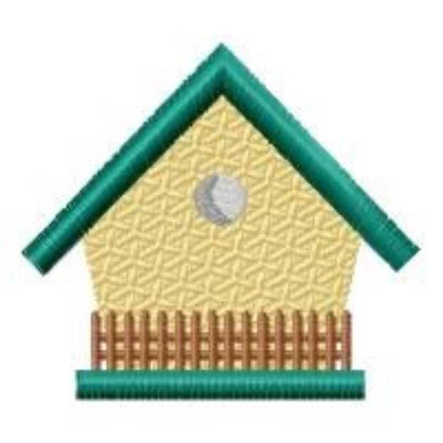 Picture of Birdhouse & Picket Fence Machine Embroidery Design