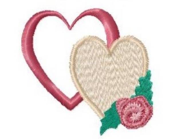 Picture of Valentine Hearts & Rose Machine Embroidery Design