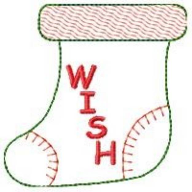 Picture of Christmas Stocking Wish Machine Embroidery Design