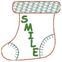 Christmas Stocking Smile Machine Embroidery Design
