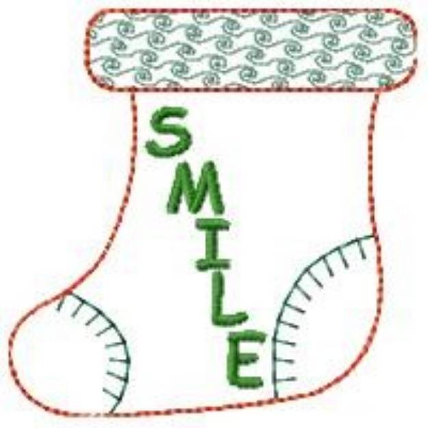 Picture of Christmas Stocking Smile Machine Embroidery Design