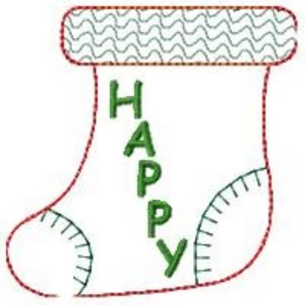Picture of Christmas Stocking Happy Machine Embroidery Design