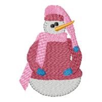 Pink Country Snowman Machine Embroidery Design