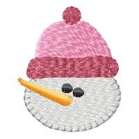Pink Country Snowman Head Machine Embroidery Design