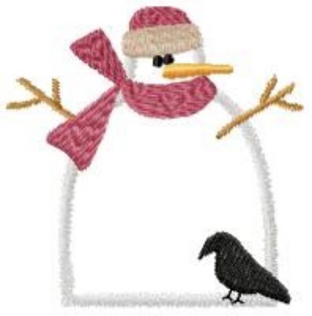 Picture of Snowman & Crow Applique Machine Embroidery Design
