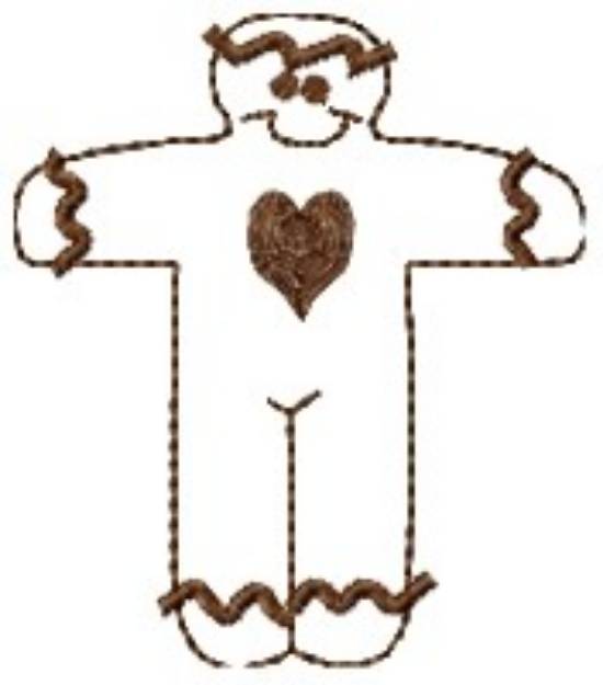 Picture of Loving Gingerbread Man Outline Machine Embroidery Design