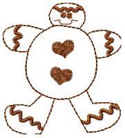 Fat Gingerbread Man Outline Machine Embroidery Design