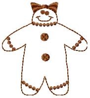 Gingerbread Woman Outline Machine Embroidery Design