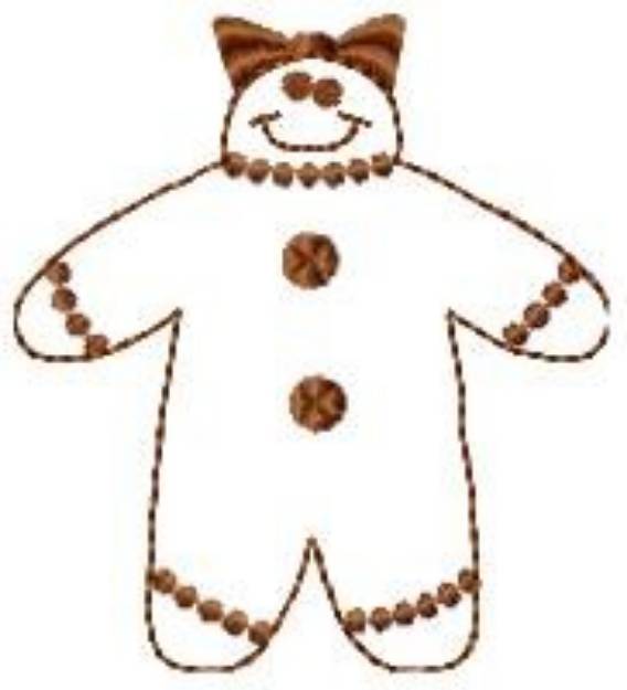 Picture of Gingerbread Woman Outline Machine Embroidery Design