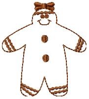 Gingerbread Girl Outline Machine Embroidery Design