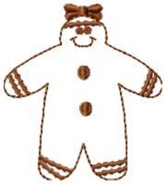 Picture of Gingerbread Girl Outline Machine Embroidery Design