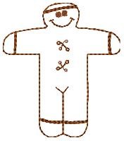 Gingerbread Boy Outline Machine Embroidery Design