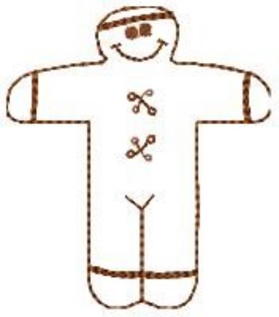 Picture of Gingerbread Boy Outline Machine Embroidery Design