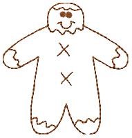 Big Gingerbread Man Outline Machine Embroidery Design