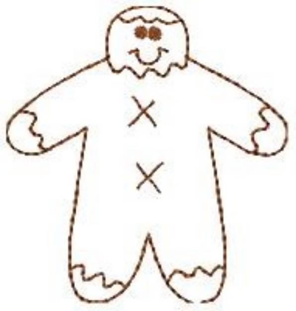 Picture of Big Gingerbread Man Outline Machine Embroidery Design