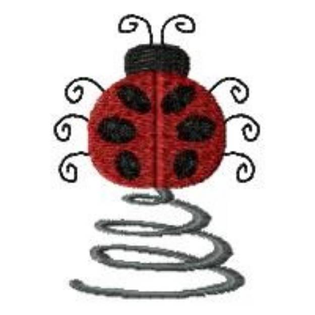 Picture of Ladybug On A Spring Machine Embroidery Design