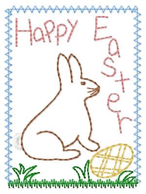 Happy Easter Linework Machine Embroidery Design
