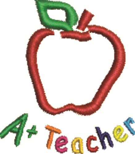 Teacher Apple Machine Embroidery Design