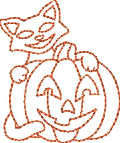 Cat & Pumpkin Machine Embroidery Design