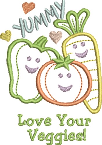 Love Your Veggies Machine Embroidery Design