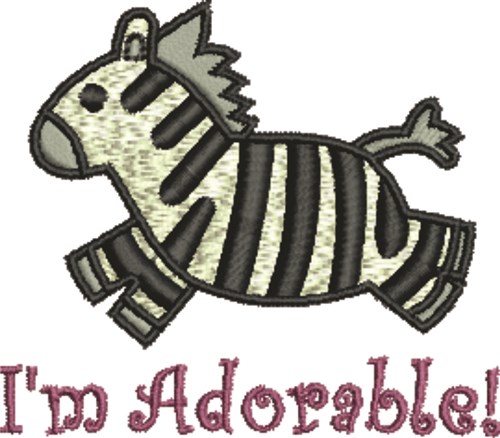 Zebra Adorable Machine Embroidery Design