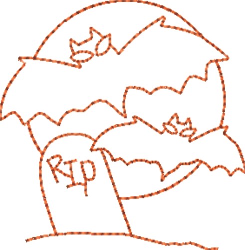 Bats Tombstone Machine Embroidery Design