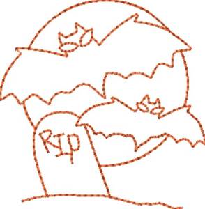 Picture of Bats Tombstone Machine Embroidery Design